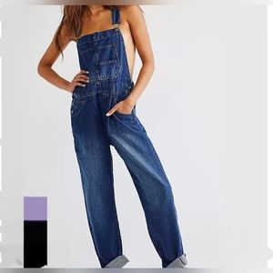 Free People Dark Blue Ziggy Overalls